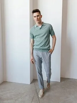 ТРИКОТАЖНАЯ РУБАШКА МУЖ. PEPLOS KN24SH037 ЗЕЛЕНЫЙ