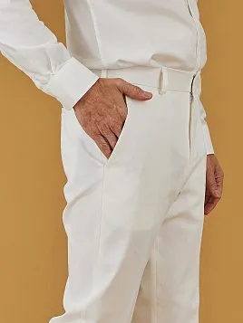 ЛЕТНИЕ БРЮКИ ИЗ ХЛОПКА TR26165-298-6 БЕЛЫЕ