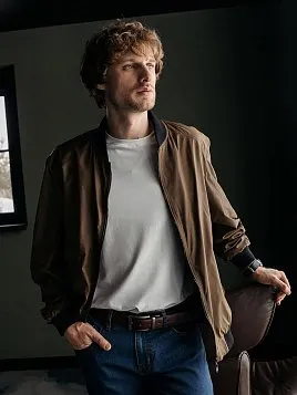 ВЕТРОВКА-БОМБЕР МУЖСКАЯ PEPLOS OW2325-SJ КОРИЧНЕВЫЙ