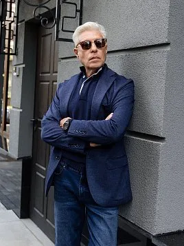 СВИТЕР МУЖСКОЙ PEPLOS KN24S030 ТЕМНО-СИНИЙ