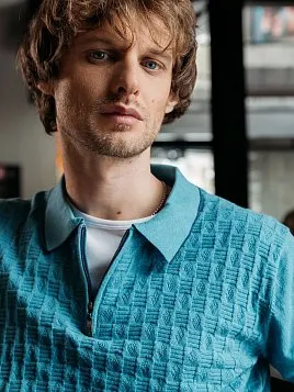 ТРИКОТАЖНАЯ РУБАШКА МУЖСКАЯ PEPLOS KN23SH011 ГОЛУБОЙ