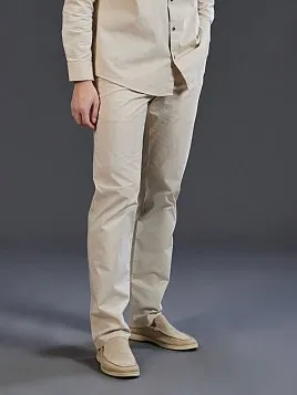 ЛЬНЯНЫЕ БРЮКИ НА КУЛИСКЕ P2621-R БЕЖЕВЫЕ