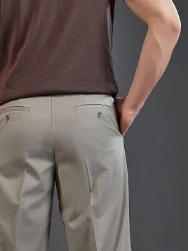 ЛЕТНИЕ БРЮКИ С ЗАЩИПАМИ TR26154-230 БЕЖЕВЫЕ