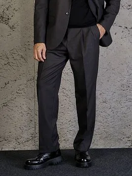 МУЖСКИЕ БРЮКИ С ЗАЩИПАМИ TR26119-230 СЕРЫЕ