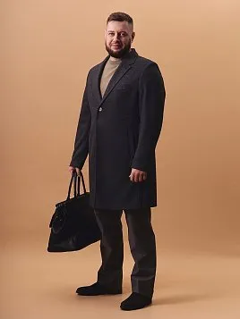 ТРИКОТАЖНОЕ ТЕМНО-СЕРОЕ ПАЛЬТО С СОДЕРЖАНИЕМ ШЕРСТИ OW26214-LR