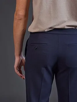 ЗАУЖЕННЫЕ БРЮКИ С ЗАЩИПАМИ TR26158-283 ТЕМНО-СИНИЕ