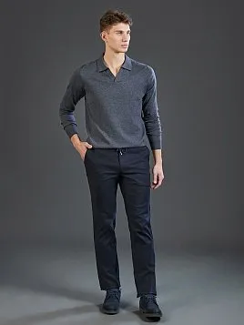 ЛЬНЯНЫЕ БРЮКИ НА КУЛИСКЕ P2628-R ТЕМНО-СИНИЕ