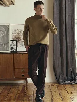 КОРИЧНЕВЫЕ МУЖСКИЕ БРЮКИ НА ЗАВЯЗКАХ TR26127-235 