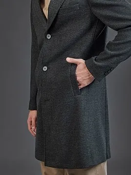 ТРИКОТАЖНОЕ ТЕМНО-СЕРОЕ ПАЛЬТО С СОДЕРЖАНИЕМ ШЕРСТИ OW26214-CT