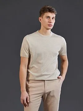 ТРИКОТАЖНАЯ РУБАШКА С ШЕРСТЬЮ И ШЕЛКОМ KN26TS047 БЕЖЕВАЯ