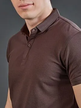 КОРИЧНЕВАЯ РУБАШКА-ПОЛО ИЗ ТКАНИ ПИКЕ TSP26008-R 