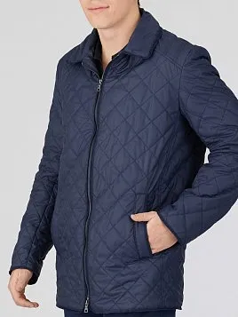 СТЕГАНАЯ УДЛИНЕННАЯ КУРТКА OW2628-JА СИНЯЯ