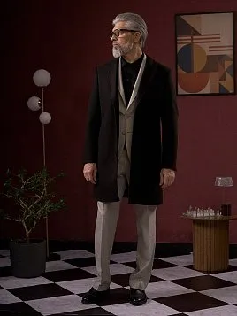 ЧЕРНОЕ ПАЛЬТО С СОДЕРЖАНИЕМ ШЕРСТИ OW26211-CT