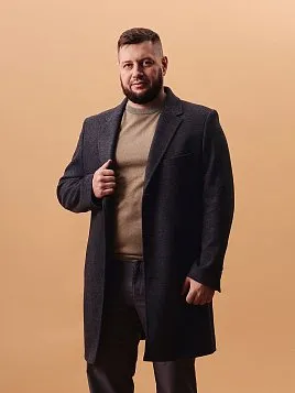 ТРИКОТАЖНОЕ ТЕМНО-СЕРОЕ ПАЛЬТО С СОДЕРЖАНИЕМ ШЕРСТИ OW26214-LR