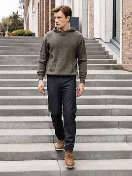 ХУДИ ВЯЗАНОЕ МУЖСКОЕ PEPLOS KN24H023 ЗЕЛЕНЫЙ