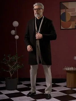 ЧЕРНОЕ ПАЛЬТО С СОДЕРЖАНИЕМ ШЕРСТИ OW26211-CT