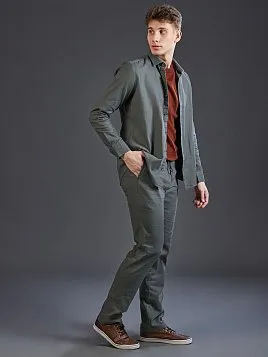 ЛЬНЯНЫЕ БРЮКИ НА КУЛИСКЕ P2627-R ХАКИ