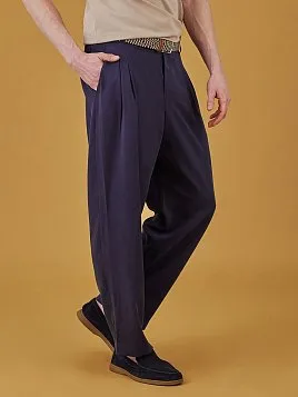 ЛЕТНИЕ БРЮКИ ИЗ ТЕНСЕЛА TR26162-236 ТЕМНО-СИНИЕ