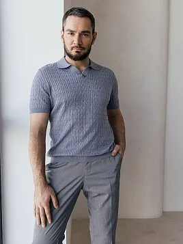 ТРИКОТАЖНАЯ РУБАШКА МУЖСКАЯ PEPLOS KN24SH038 СИРЕНЕВЫЙ