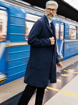 ПАЛЬТО МУЖСКОЕ PEPLOS OW2504-CT СИНИЙ