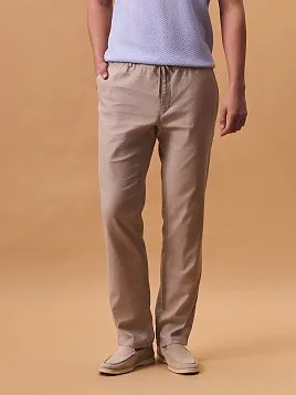 ЛЬНЯНЫЕ БРЮКИ НА КУЛИСКЕ P2626-R БЕЖЕВЫЕ