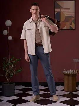 БРЮКИ С ЭЛАСТИЧНЫМ ПОЯСОМ P2614-R СИНИЕ