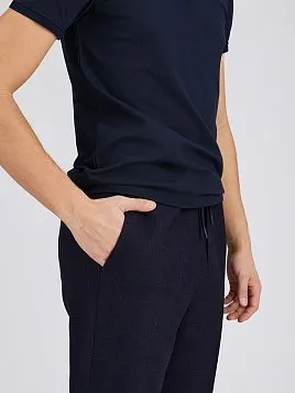 БРЮКИ НА РЕЗИНКЕ В ПОЯСЕ СО ШНУРКОМ TR26163-298 ТЕМНО-СИНИЕ
