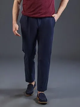 БРЮКИ С ЭЛАСТИЧНЫМ ПОЯСОМ P2612-R ТЕМНО-СИНИЕ