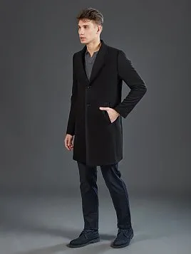 ЧЕРНОЕ ПАЛЬТО С СОДЕРЖАНИЕМ ШЕРСТИ OW26211-CT