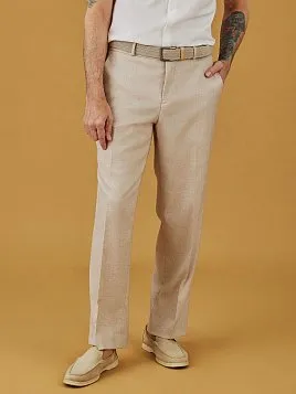 ЛЬНЯНЫЕ СВОБОДНЫЕ БРЮКИ TR26152-298-63 БЕЖЕВЫЕ