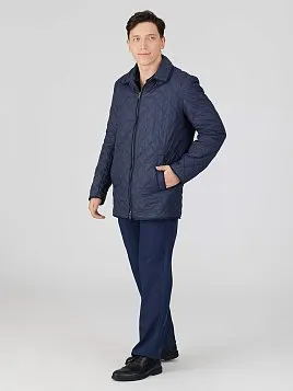 СТЕГАНАЯ УДЛИНЕННАЯ КУРТКА OW2628-JА СИНЯЯ