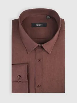 СОРОЧКА МУЖСКАЯ PEPLOS SH25193-R КОРИЧНЕВЫЙ