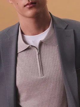 ТРИКОТАЖНАЯ РУБАШКА С ШЕРСТЬЮ И ШЕЛКОМ KN26SH033 СЕРАЯ