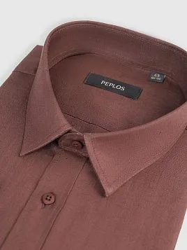 СОРОЧКА МУЖСКАЯ PEPLOS SH25193-R КОРИЧНЕВЫЙ