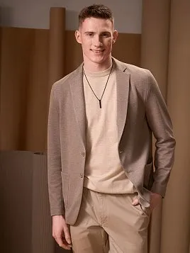 ТРИКОТАЖНАЯ РУБАШКА С ШЕРСТЬЮ И ШЕЛКОМ KN26TS047 БЕЖЕВАЯ