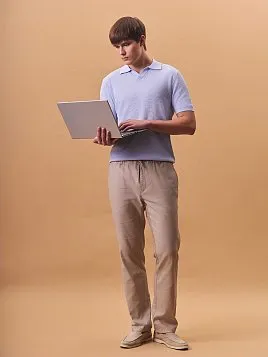 ЛЬНЯНЫЕ БРЮКИ НА КУЛИСКЕ P2626-R БЕЖЕВЫЕ