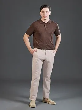 ЛЬНЯНЫЕ БРЮКИ С ПОЯСОМ НА РЕЗИНКЕ TR26807-R БЕЖЕВЫЕ