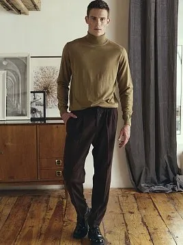 КОРИЧНЕВЫЕ МУЖСКИЕ БРЮКИ НА ЗАВЯЗКАХ TR26127-235 