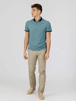 РУБАШКА-ПОЛО ИЗ ТКАНИ ПИКЕ С КОНТРАСТНЫМ ВОРОТНИКОМ TSP26013-R ЗЕЛЕНАЯ