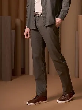 ЛЬНЯНЫЕ БРЮКИ НА КУЛИСКЕ P2627-R ХАКИ