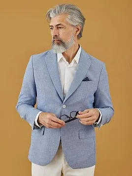 ЛЬНЯНОЙ ПИДЖАК БЕЗ ПОДКЛАДА JA26142-SL ГОЛУБОЙ 