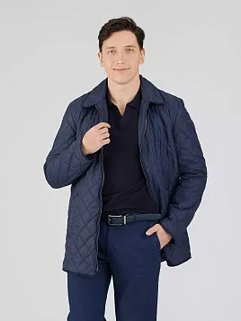 СТЕГАНАЯ УДЛИНЕННАЯ КУРТКА OW2628-JА СИНЯЯ