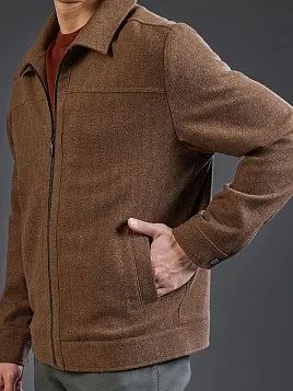 КОРИЧНЕВАЯ КУРТКА ИЗ ШЕРСТЯНОЙ ТКАНИ OW26304-JА