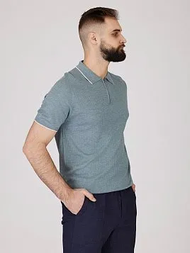 ТРИКОТАЖНАЯ РУБАШКА С ШЕРСТЬЮ  KN26SH032-LR ГОЛУБАЯ