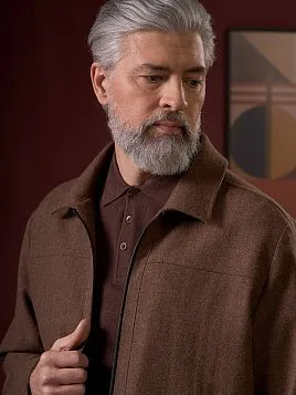 КОРИЧНЕВАЯ КУРТКА ИЗ ШЕРСТЯНОЙ ТКАНИ OW26304-JА