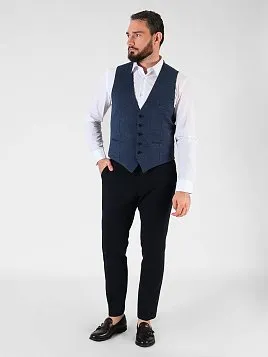 ЖИЛЕТ МУЖСКОЙ PEPLOS V24110-003 СИНИЙ ТРИКОТАЖНЫЙ