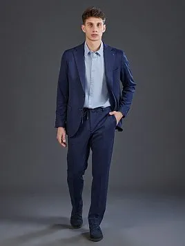 ТРИКОТАЖНЫЙ СИНИЙ КОСТЮМ PEPLOS SU26143-R