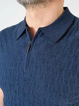 ТРИКОТАЖНАЯ РУБАШКА МУЖСКАЯ PEPLOS KN23SH012 СИНИЙ