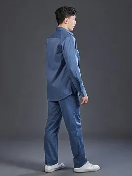 БРЮКИ С МОДАЛОМ НА КУЛИСКЕ P2623-R ГОЛУБЫЕ