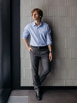 СОРОЧКА МУЖСКАЯ MAJESTIC LEGATE SH23066-SL ГОЛУБОЙ (ТРИКОТАЖНАЯ)